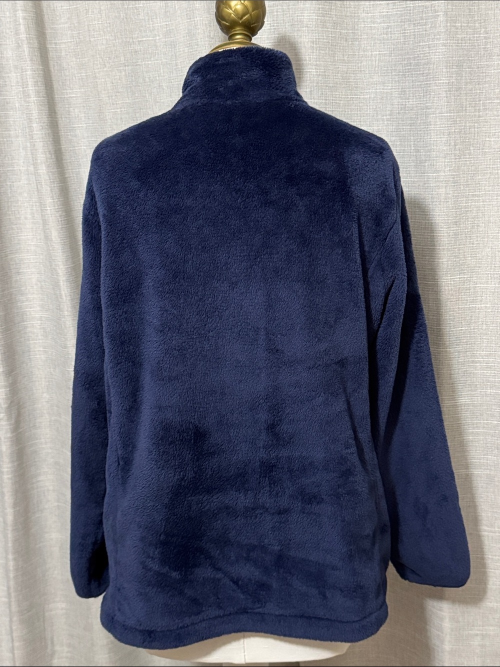 Wmns LANDS END Plush FullZip-Sz XL Petite-Navy-Pockets-EUC - Picture 8 of 15